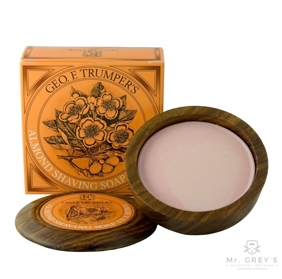 Мило для гоління Geo F Trumper Almond Hard Shaving Soap в чаші з дерева