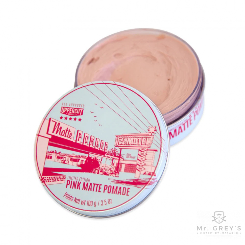 Матова помада для укладки волосся Uppercut Deluxe Matt Pomade Pink Motel 100gr Матова помада для укладки волосся Uppercut Deluxe Matt Pomade Pink Motel 100gr
