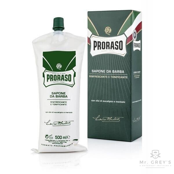 Крем для гоління з ментолом і евкаліптом PRORASO 500ml Barber size