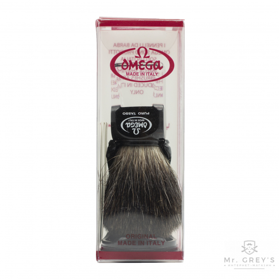 Помазок для бритья Omega 33174 Black Badger на подставке Помазок для бритья Omega 33174 Black Badger на подставке