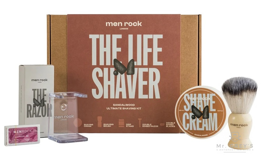 Подарочный набор Men Rock Double Edge Razor Ultimate Shaving Gift Set Sandalwood Подарочный набор Men Rock Double Edge Razor Ultimate Shaving Gift Set Sandalwood