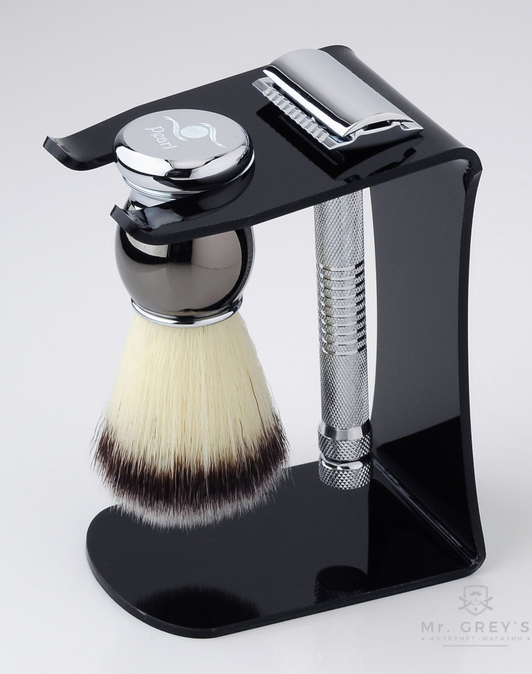 Стенд для станка и помазка Pearl Acrylic Razor & Brush Stand Black SA-03B