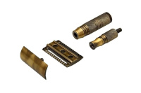 Станок для бритья Т-образный Pearl STR-99 & TRC-01 Travel Razor Antique Brass Closed Comb