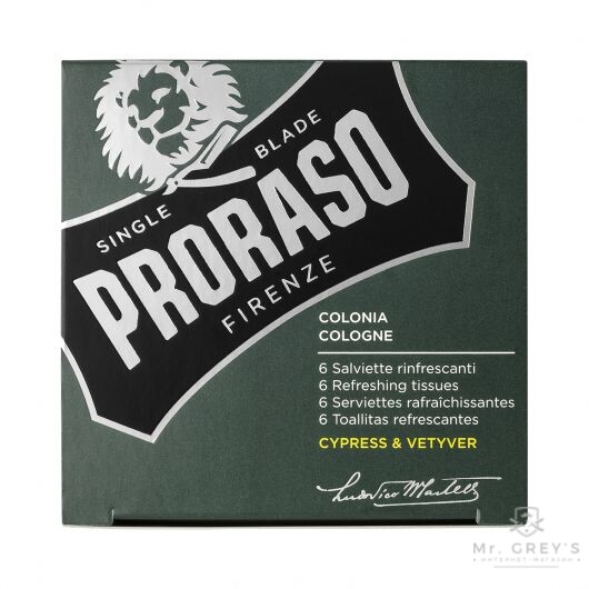 Освежающие влажные салфетки Proraso Cypress & Vetyver