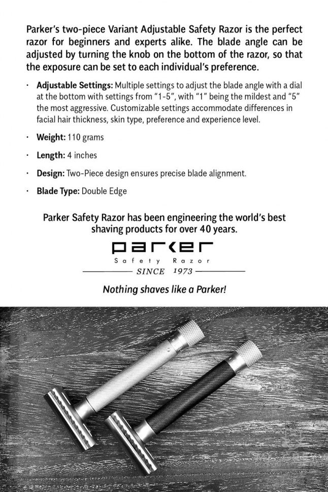 Станок для бритья Т-образный Parker Variant Adjustable Double Edge Safety Razor Rose Gold Станок для бритья Т-образный Parker Variant Adjustable Double Edge Safety Razor Rose Gold