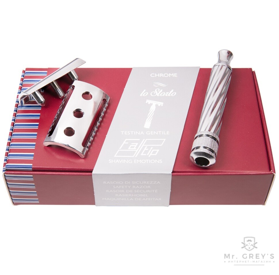 Станок для бритья Т-образный Fatip Grande Chrome Slant Closed Comb