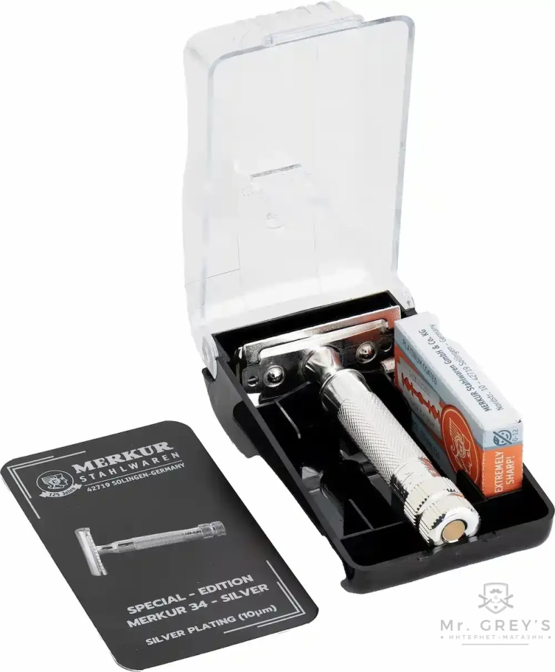 Станок для бритья Т-образный 90 34004 MERKUR 34S Silver Plated Станок для бритья Т-образный 90 34004 MERKUR 34S Silver Plated