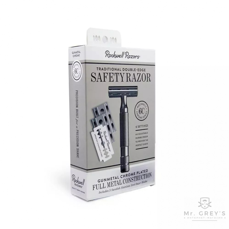 Станок для бритья Т-образный Rockwell 6C Double Edge Safety Razor Gunmetal Chrome Станок для бритья Т-образный Rockwell 6C Double Edge Safety Razor Gunmetal Chrome