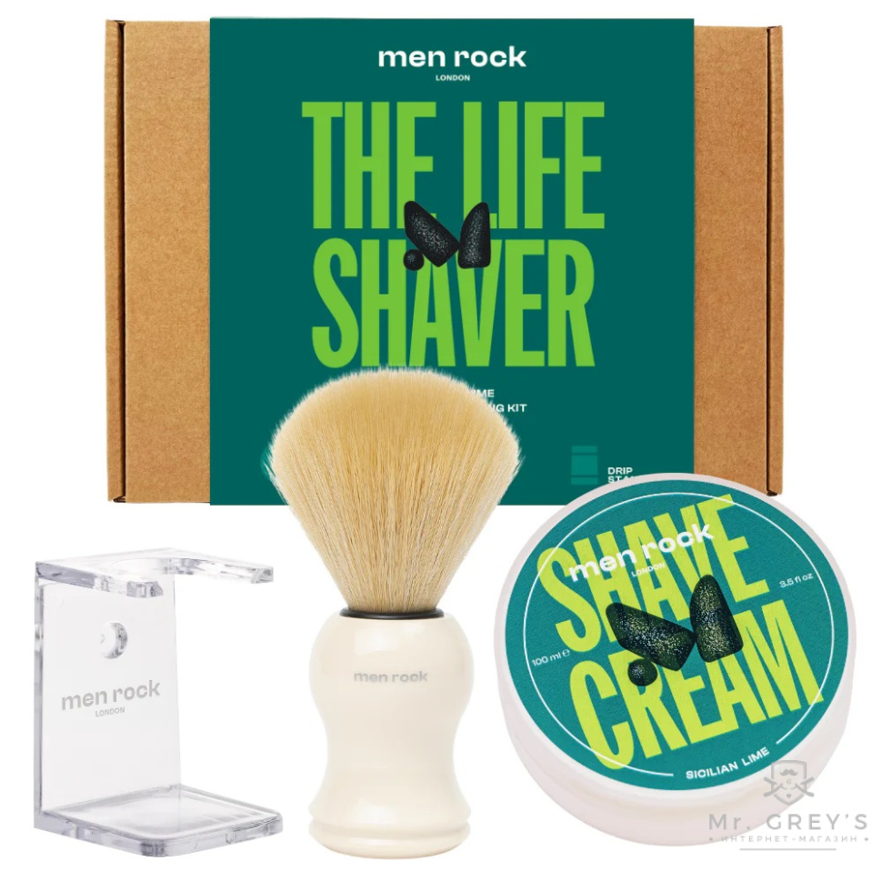 Подарочный набор Men Rock Shaving Brush Sicilian Lime Shaving Kit