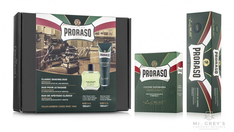 Подарочный набор Proraso Classic Shaving Duo Green Line Cream and Lotion
