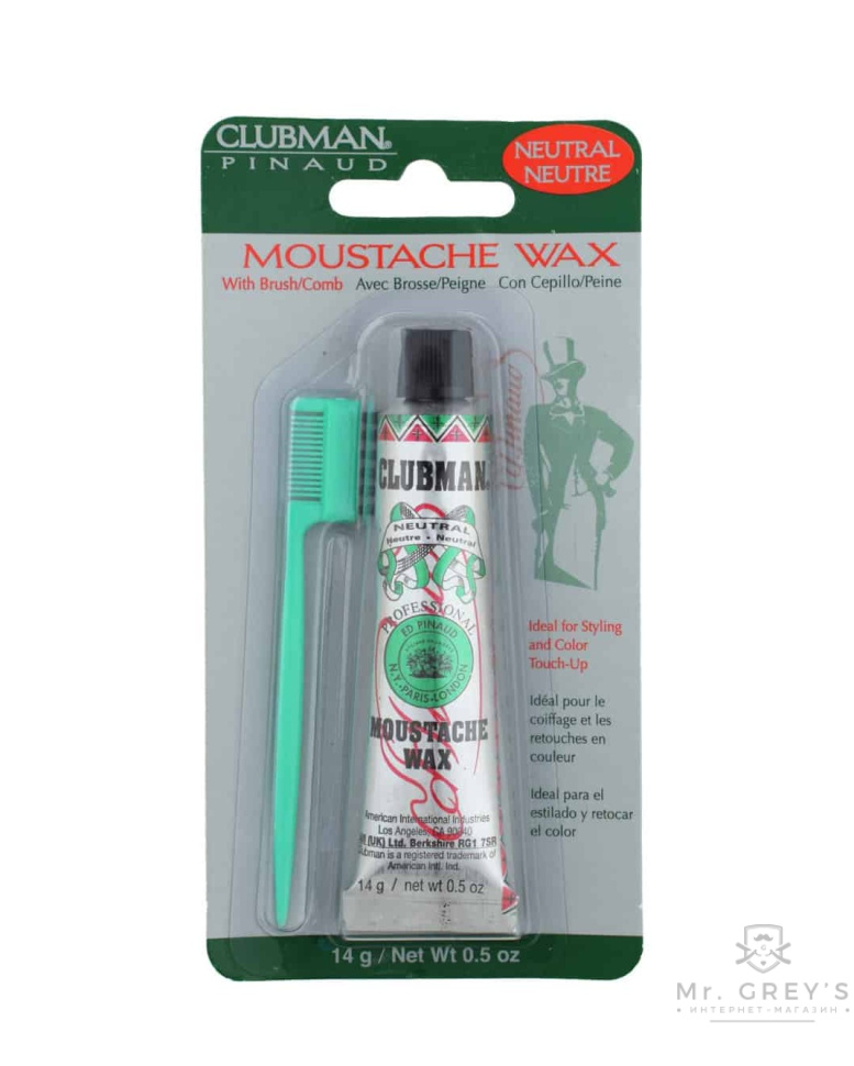 Воск для усов Clubman Pinaud Moustache Wax Neutral 14g Воск для усов Clubman Pinaud Moustache Wax Neutral 14g