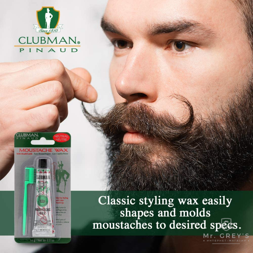 Воск для усов Clubman Pinaud Moustache Wax Neutral 14g Воск для усов Clubman Pinaud Moustache Wax Neutral 14g