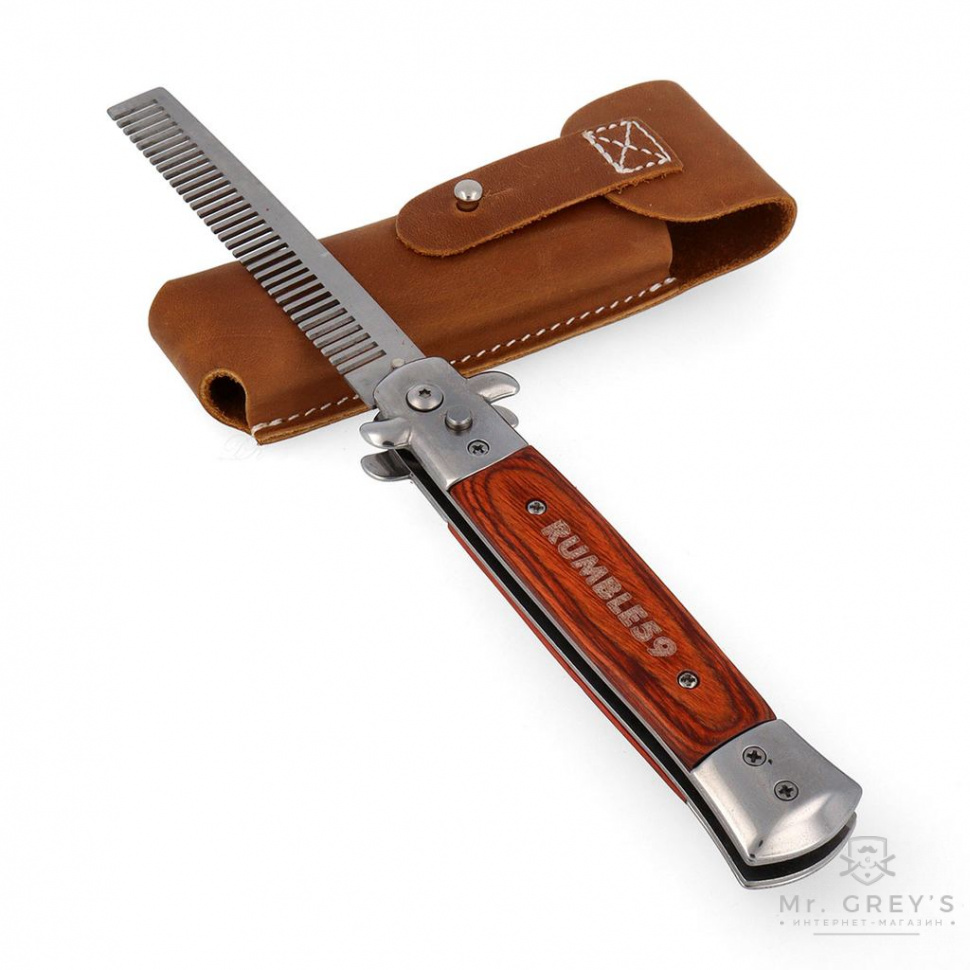 Расчёска Rumble59 Switchblade Comb with Leather Case