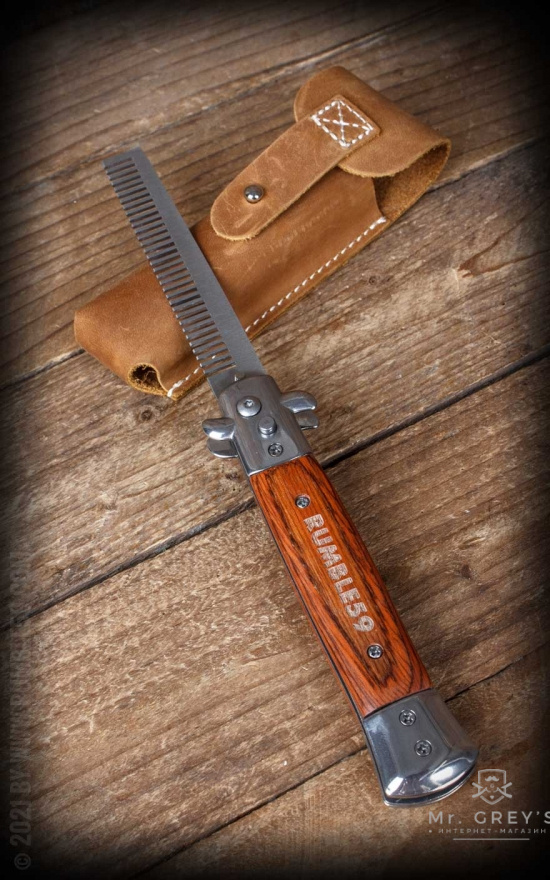Расчёска Rumble59 Switchblade Comb with Leather Case