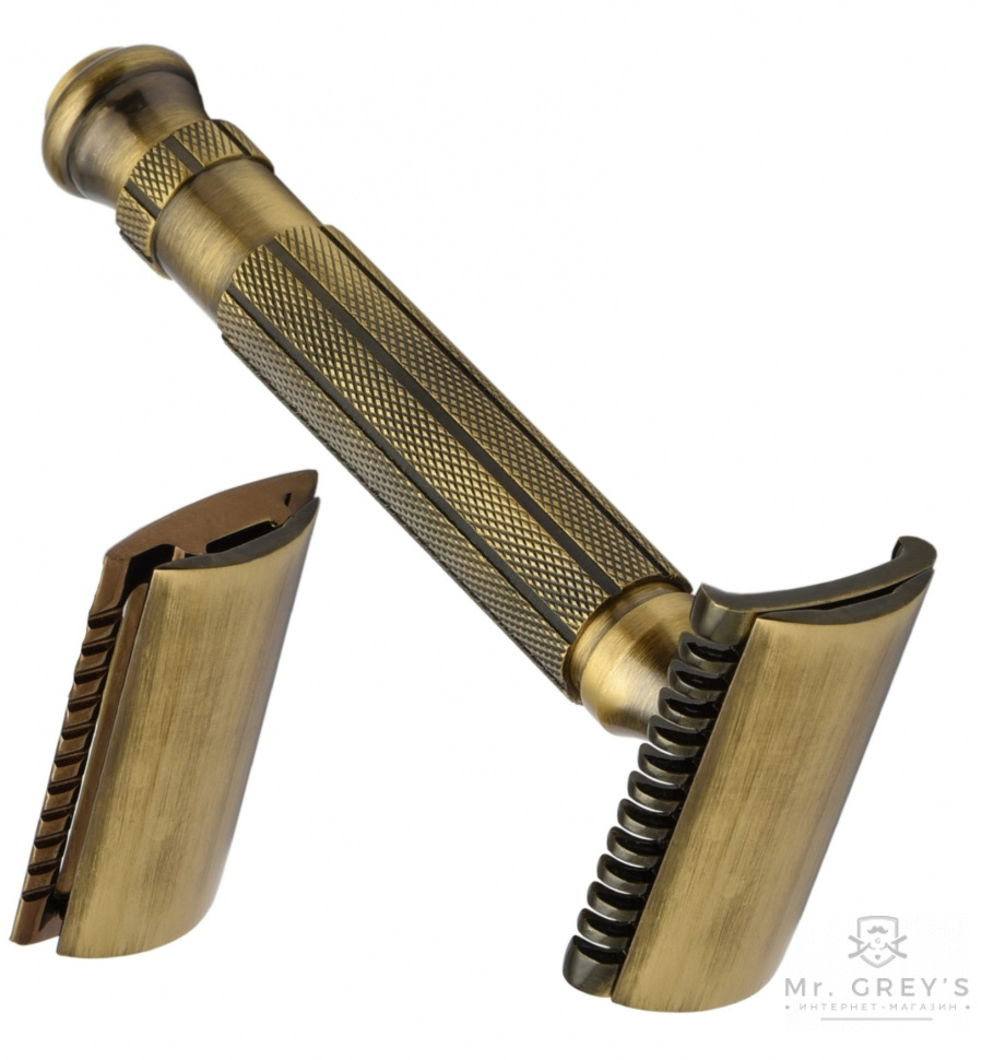 Станок для бритья Т-образный Pearl L-55 Antique Brass Closed Сomb & Open Comb